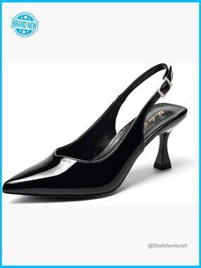 Kitten Heel Slingback Pumps 3 Inches Stiletto Pointed Closed Toe Elegant Low